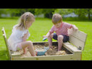 Rebo Wooden Sandpit Ball Pool with Folding Lid and Benches – 100cm x 100cm