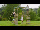 Rebo Wooden Garden Swing Set with Monkey Bars - Comet Green