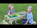 Rebo Wooden Sandpit With Lid Sand & Water Picnic Table Play Bench – Double