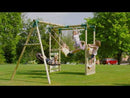 Rebo Wooden Garden Swing Set with Monkey Bars - Meteorite Pink