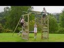 Rebo Wooden Garden Swing Set with Monkey Bars - Meteorite Pink