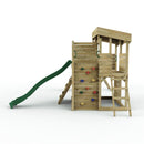 Rebo 2 Tier XL Lookout Tower Playhouse with Double Swing and Climbing Wall plus Slide