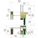 Rebo 2 Tier XL Lookout Tower Playhouse with Double Swing and Monkey Bars plus Climbing Wall and Slide
