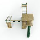Rebo 2 Tier XL Lookout Tower Playhouse with Double Swing and Monkey Bars plus Climbing Wall and Slide