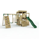 Rebo 2 Tier XL Lookout Tower Playhouse with Double Swing and Monkey Bars plus Climbing Wall and Slide