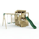 Rebo 2 Tier XL Lookout Tower Playhouse with Double Swing and Monkey Bars plus Slide