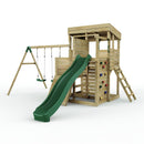Rebo 2 Tier XL Lookout Tower Playhouse with Double Swing and Slide