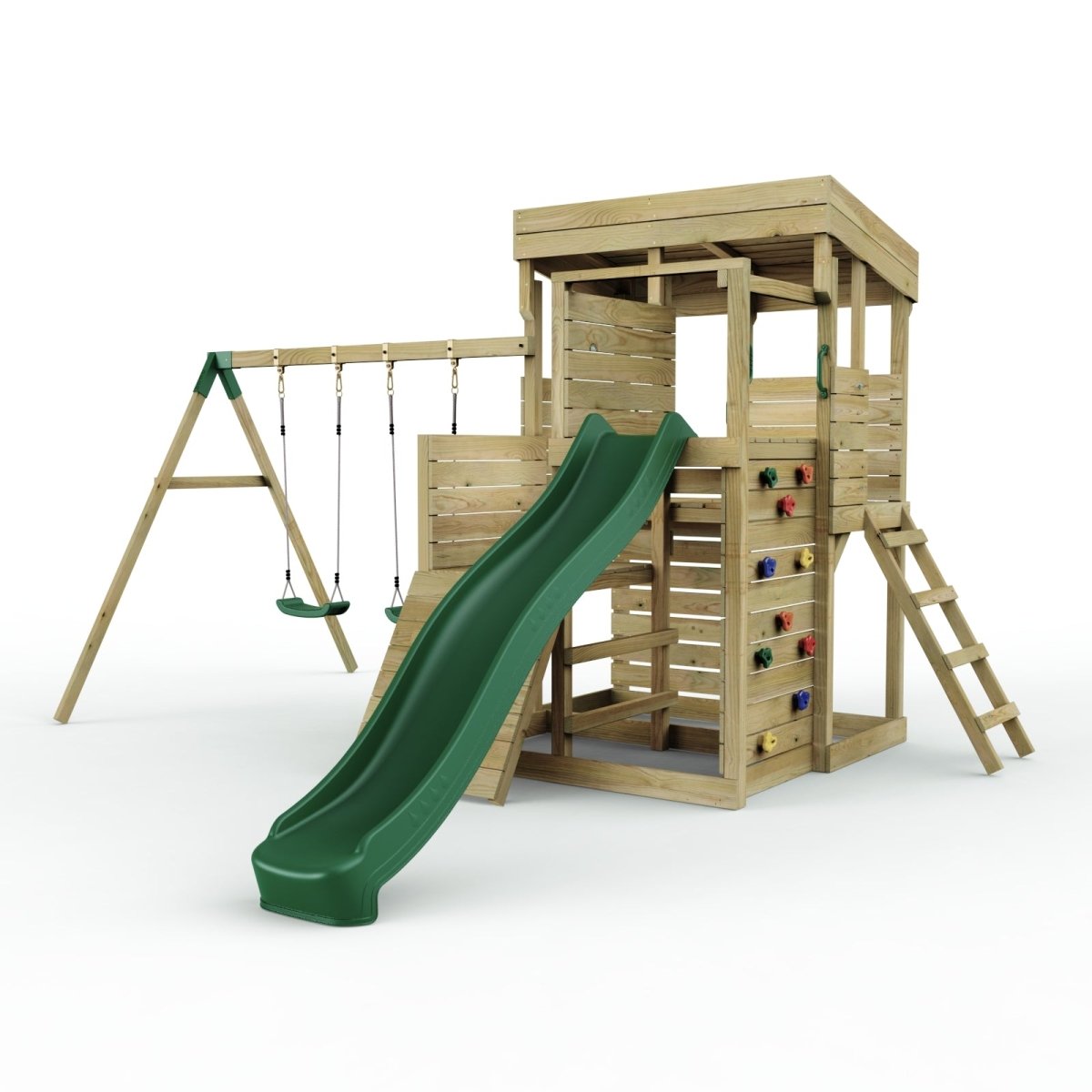 Rebo 2 Tier XL Lookout Tower Playhouse with Double Swing and Slide