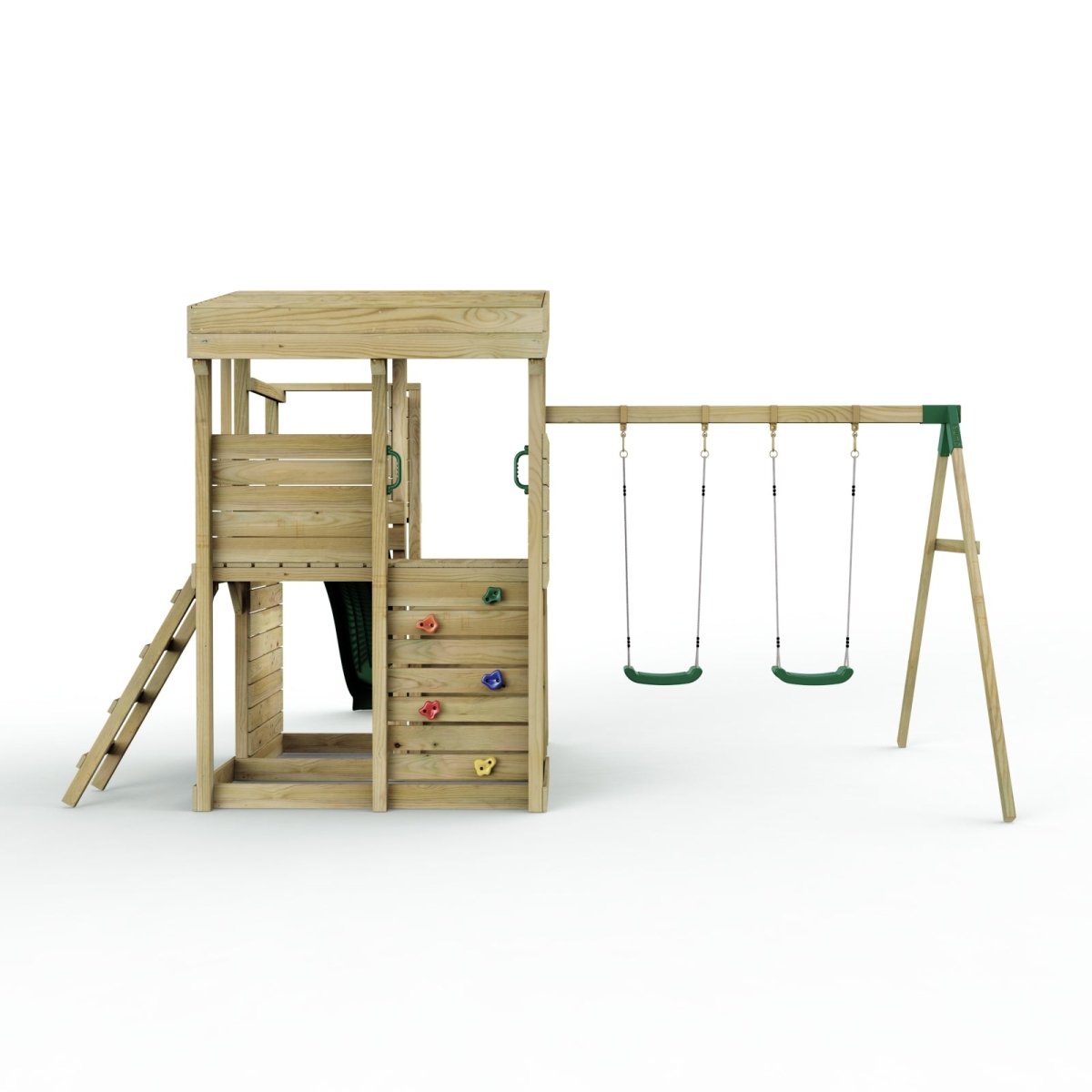 Rebo 2 Tier XL Lookout Tower Playhouse with Double Swing and Slide