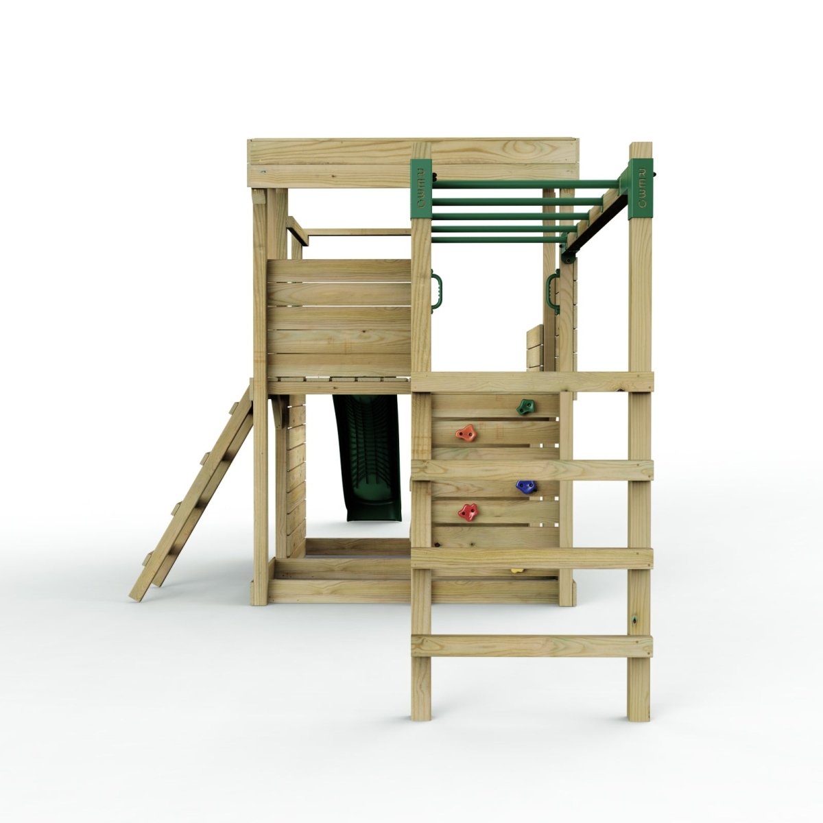 Rebo 2 Tier XL Lookout Tower Playhouse with Monkey Bars and Slide