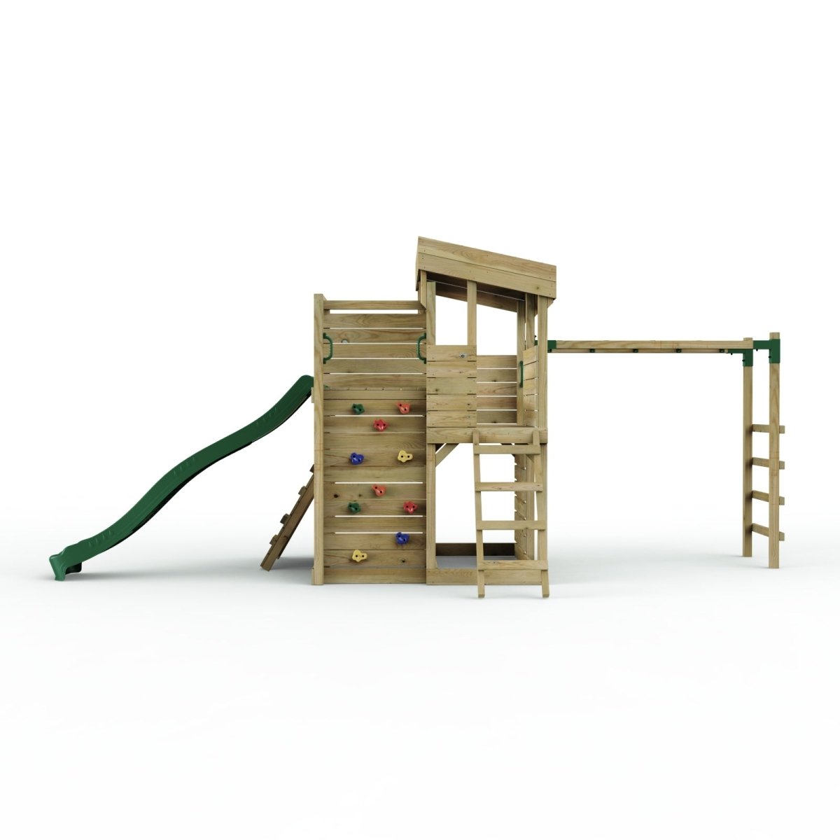 Rebo 2 Tier XL Lookout Tower Playhouse with Monkey Bars and Slide