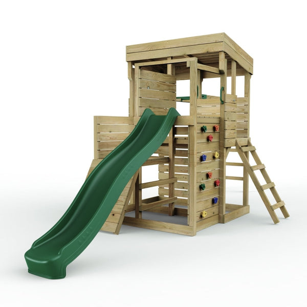 Rebo 2 Tier XL Lookout Tower Playhouse with Monkey Bars and Slide