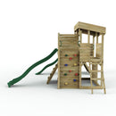 Rebo 2 Tier XL Lookout Tower Playhouse with Single Swing and Climbing Wall plus Slides