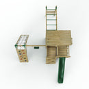 Rebo 2 Tier XL Lookout Tower Playhouse with Single Swing and Monkey Bars plus Climbing Wall and Slide