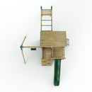 Rebo 2 Tier XL Lookout Tower Playhouse with Single Swing and Monkey Bars plus Slide