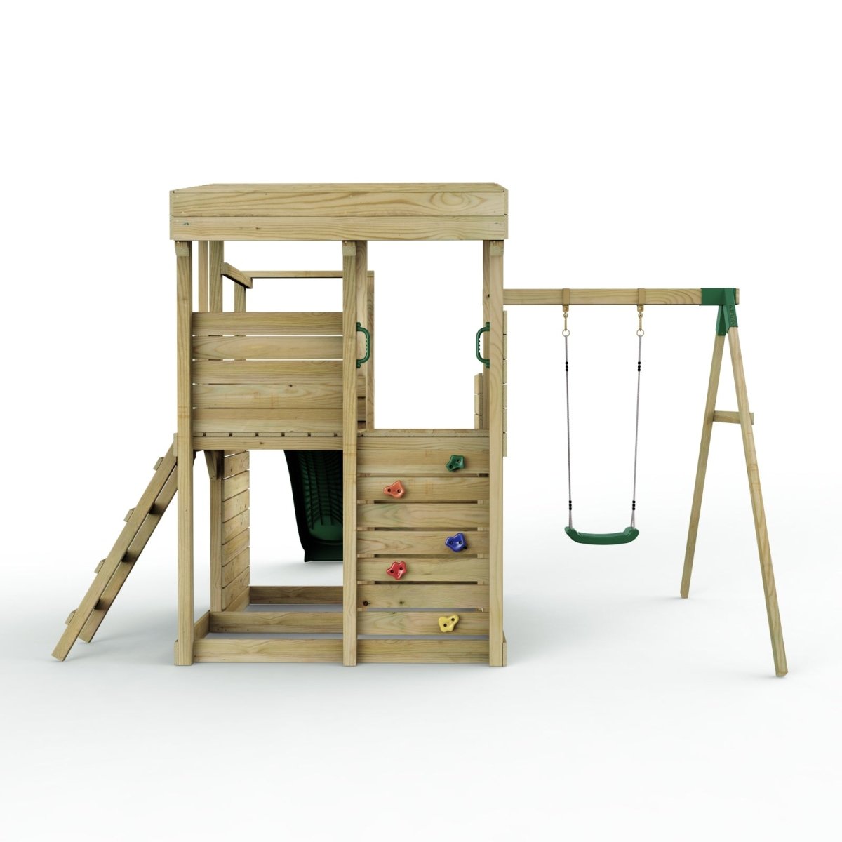 Rebo 2 Tier XL Lookout Tower Playhouse with Single Swing and Slide
