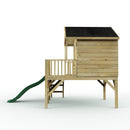 Rebo 5FT x 5FT Childrens Wooden Garden Playhouse on Deck with 6ft Slide - Pheasant Green