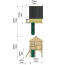 Rebo 5FT x 5FT Childrens Wooden Garden Playhouse on Deck with 6ft Slide - Pheasant Green