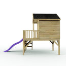Rebo 5FT x 5FT Childrens Wooden Garden Playhouse on Deck with 6ft Slide - Pheasant Purple