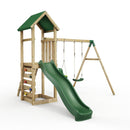 Rebo Adventure Wooden Climbing Frame, Swing Set and Slide - Rainier Green