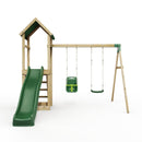 Rebo Adventure Wooden Climbing Frame, Swing Set and Slide - Rainier Green