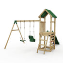 Rebo Adventure Wooden Climbing Frame, Swing Set and Slide - Rainier Green
