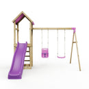 Rebo Adventure Wooden Climbing Frame, Swing Set and Slide - Rainier Pink