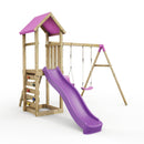 Rebo Adventure Wooden Climbing Frame, Swing Set and Slide - Rainier Pink