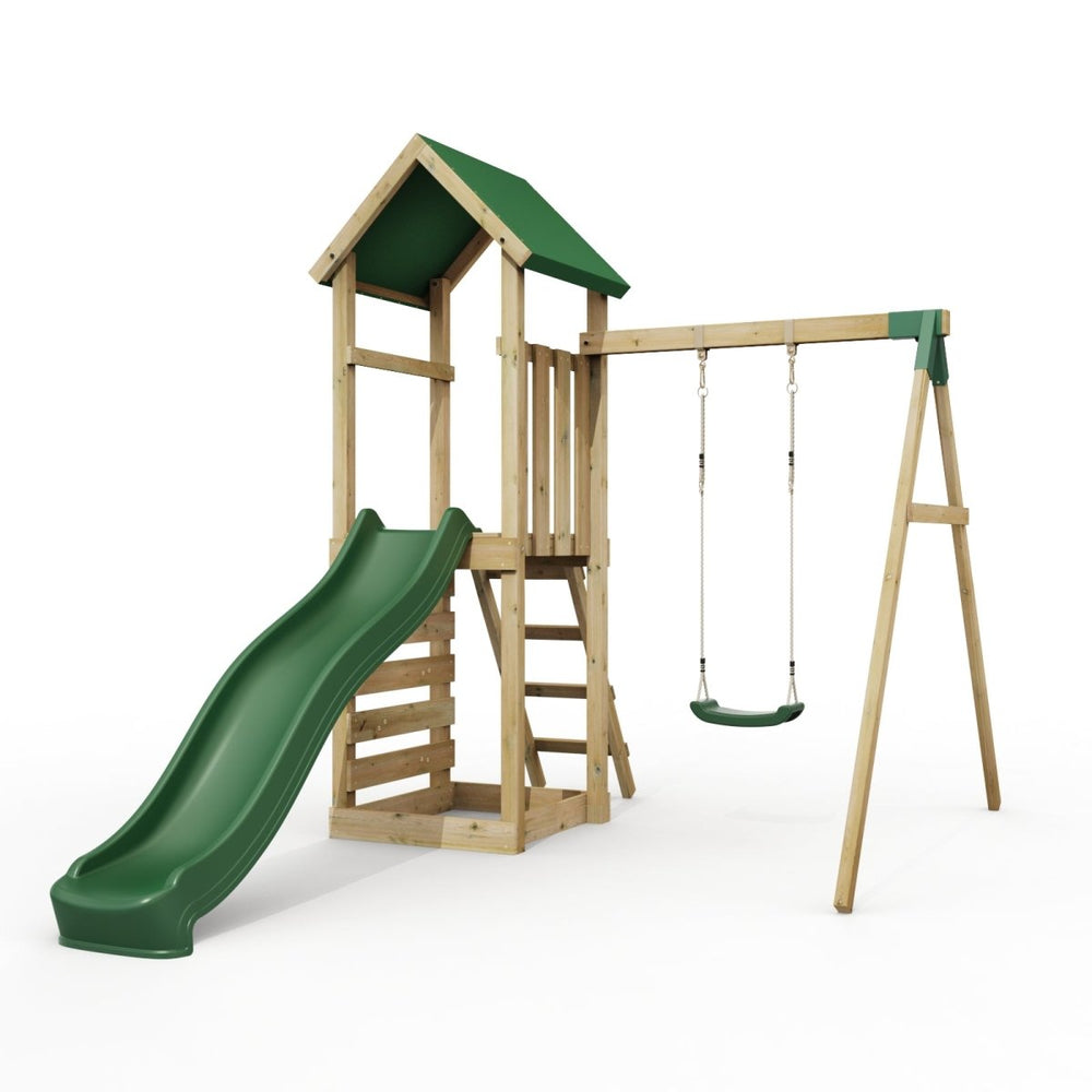 Rebo Adventure Wooden Climbing Frame, Swing Set and Slide - Rushmore