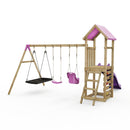 Rebo Adventure Wooden Climbing Frame, Swing Set and Slide - Snowdon