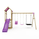 Rebo Adventure Wooden Climbing Frame, Swing Set and Slide - Snowdon