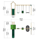 Rebo Adventure Wooden Climbing Frame, Swing Set and Slide - Snowdon