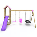 Rebo Adventure Wooden Climbing Frame, Swing Set and Slide - Snowdon