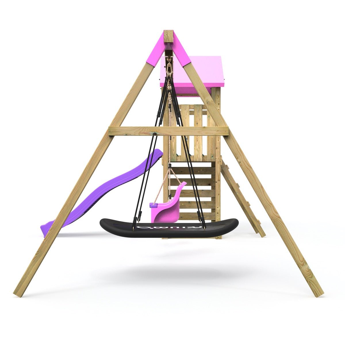 Rebo Adventure Wooden Climbing Frame, Swing Set and Slide - Snowdon