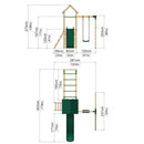 Rebo Climbing Frame with Single Swing and Slide plus Ninja Monkey Bars - Arvon