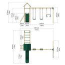 Rebo Climbing Frame with Triple Swing and Slide plus Ninja Monkey Bars - Pelion