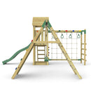 Rebo Climbing Frame with Double Swing and Slide plus Climbing Wall and Ninja Monkey Bars - Dolomite