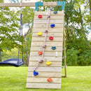 Rebo Climbing Frame with Double Swing and Slide plus Climbing Wall and Ninja Monkey Bars - Dolomite