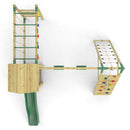 Rebo Climbing Frame with Double Swing and Slide plus Climbing Wall and Ninja Monkey Bars - Dolomite