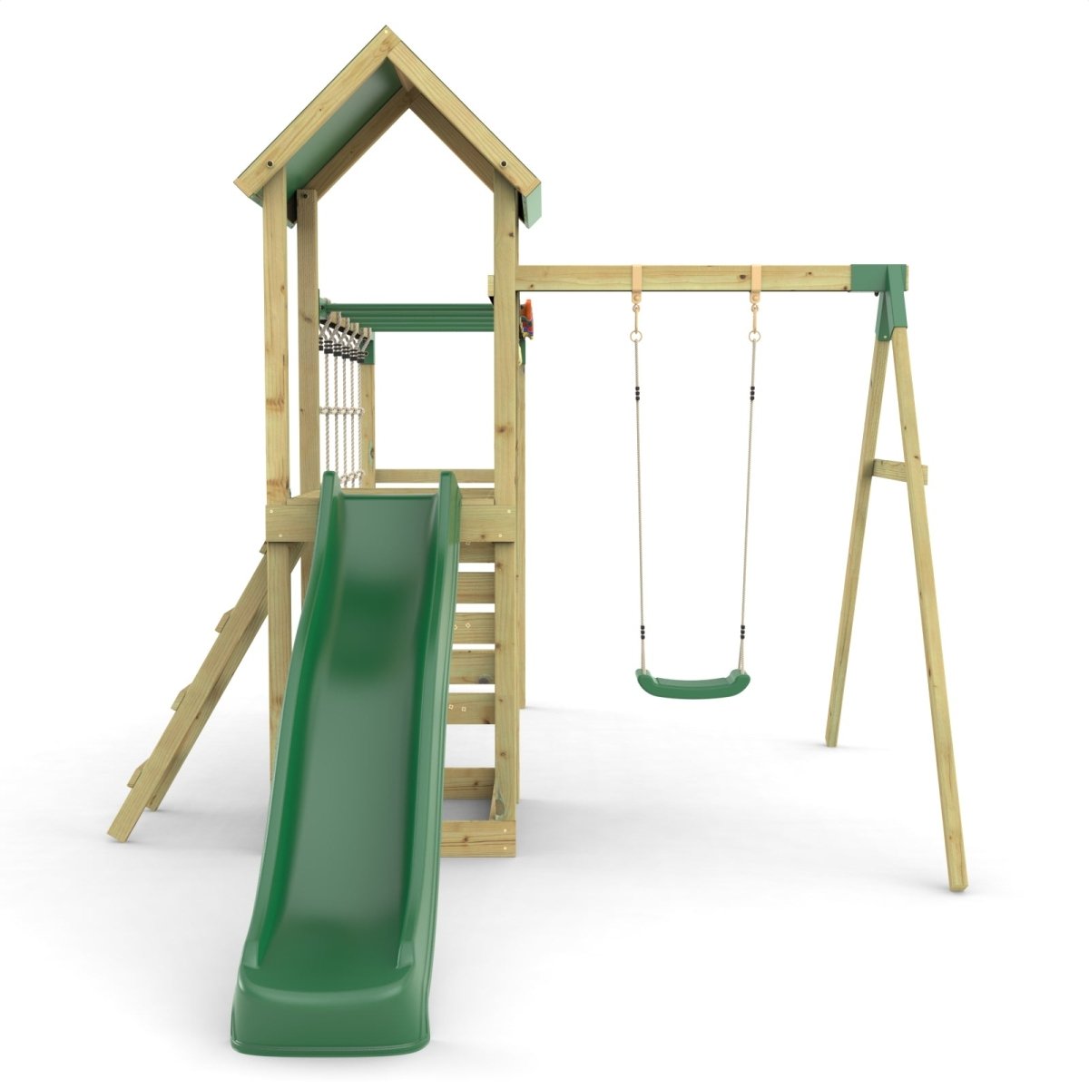 Rebo Climbing Frame with Single Swing and Slide plus Ninja Monkey Bars ...