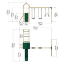 Rebo Climbing Frame with Triple Swing and Slide plus Ninja Monkey Bars - Pelion