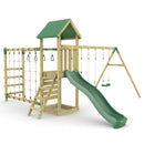Rebo Climbing Frame with Triple Swing and Slide plus Ninja Monkey Bars - Pelion