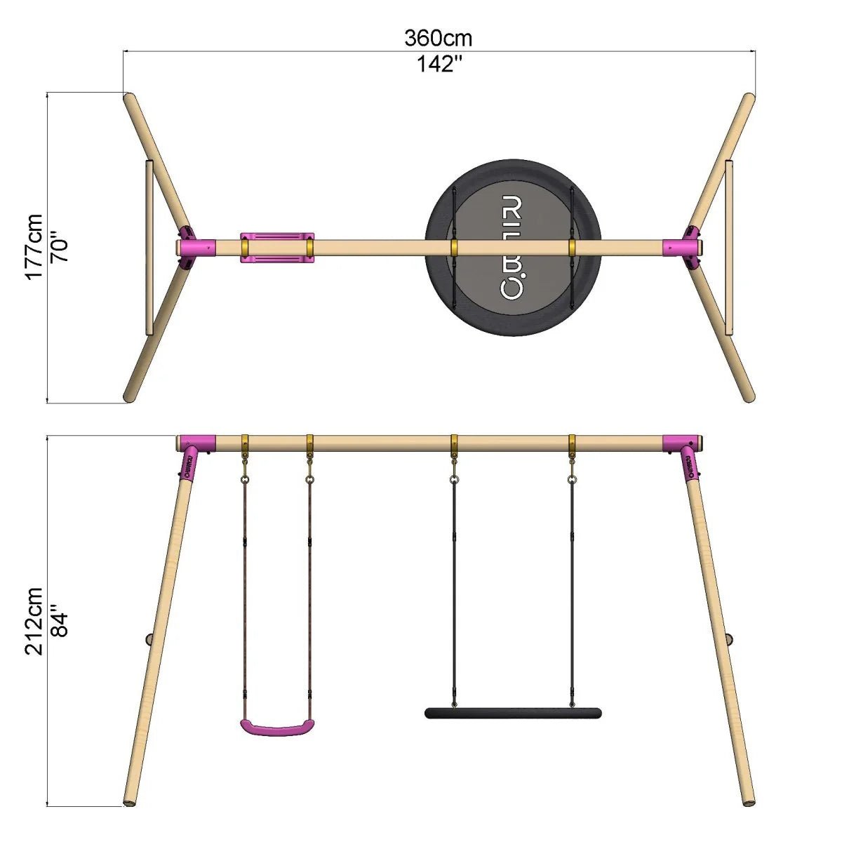 Rebo Double Swing Set - Meteorite Purple