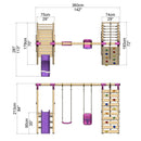 Rebo Double Swing Set with Climbing Wall and Slide - Moonstone Purple