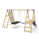 Rebo Double Swing Set with Climbing Wall and Slide - Quartz Purple