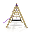 Rebo Double Swing Set with Climbing Wall and Slide - Quartz Purple