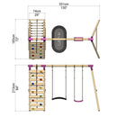 Rebo Double Swing Set with Climbing Wall - Sage Purple
