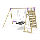 Rebo Double Swing Set with Climbing Wall - Sage Purple