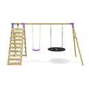 Rebo Double Swing Set with Climbing Wall - Vale Purple