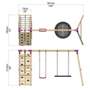Rebo Double Swing Set with Climbing Wall - Vale Purple